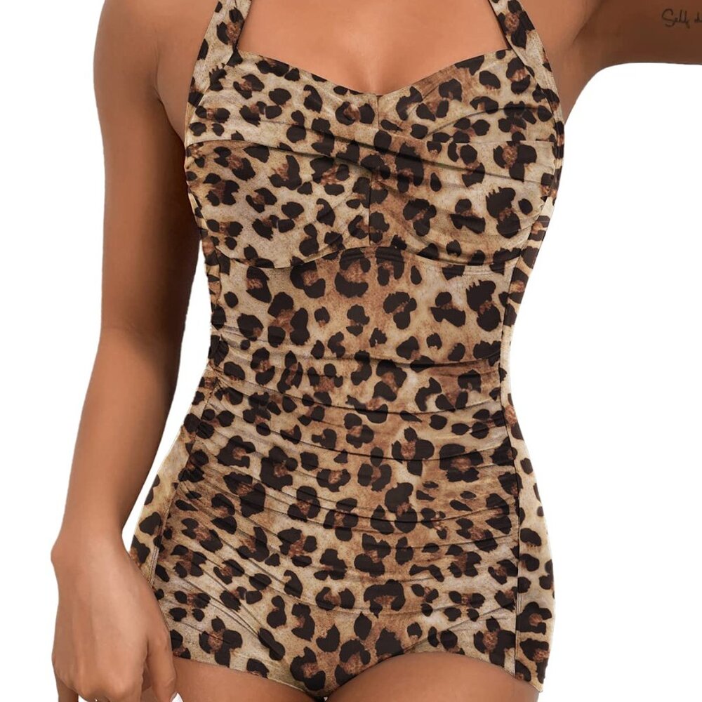 NEW Boyleg Ruched Swimsuit  -Tummy Control  SMALL